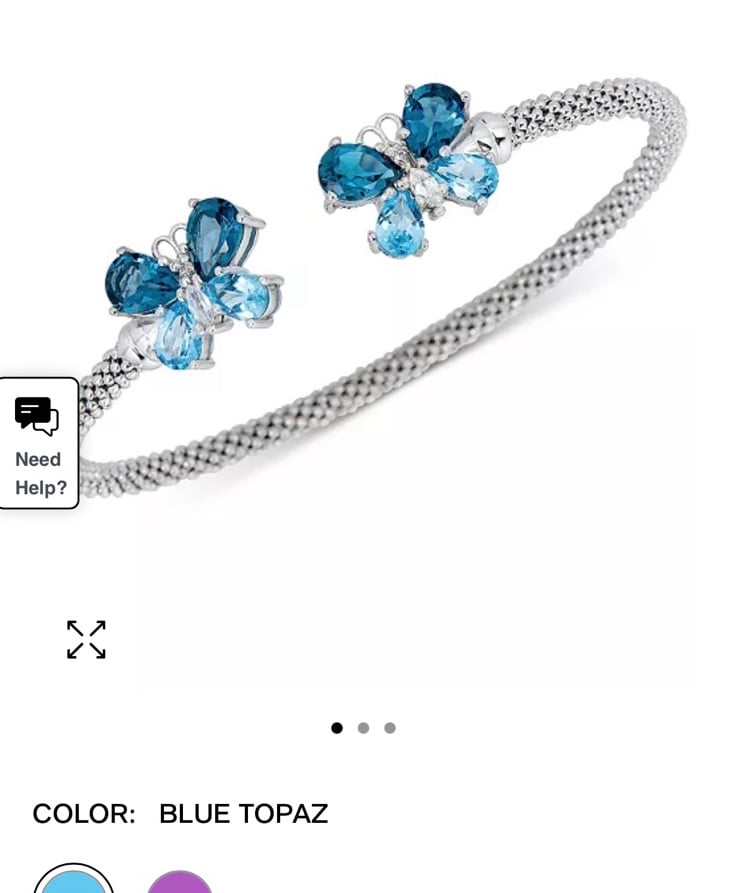 London Blue Topaz (3-1/5 ct. t.w.) & White Zircon (1/4 ct. t.w.) Butterfly Mesh