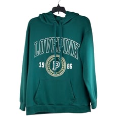 Victoria’s Secret Pink Green Love Pink Originals Glitter Logo Hoodie Medium