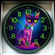 Glow In The Dark Wall Clock Music Studio Lounge Cat Wall Clock New!