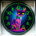 Glow In The Dark Wall Clock Music Studio Lounge Cat Wall Clock New!