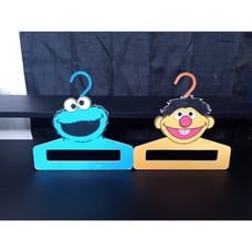 Vintage Lot of 2 Sesame Street Clothes Hangers Boards - Cookie Monster, Ernie