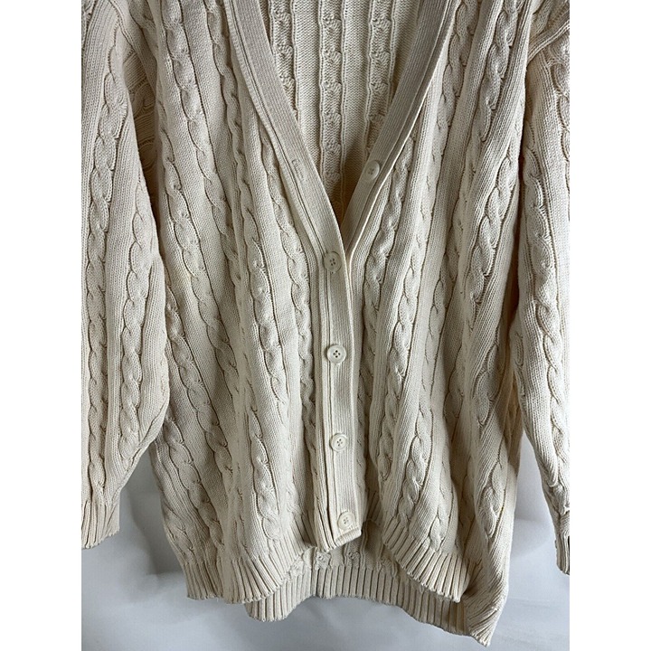 VTG 90s Lands End Blue Plaid Cotton Cardigan EUC Medium | eBay