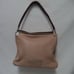 Marc Jacobs Pebbled Leather taupe hobo shoulder tote bag purse eggplant trim.