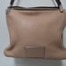 Marc Jacobs Pebbled Leather taupe hobo shoulder tote bag purse eggplant trim.