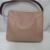 Marc Jacobs Pebbled Leather taupe hobo shoulder tote bag purse eggplant trim.
