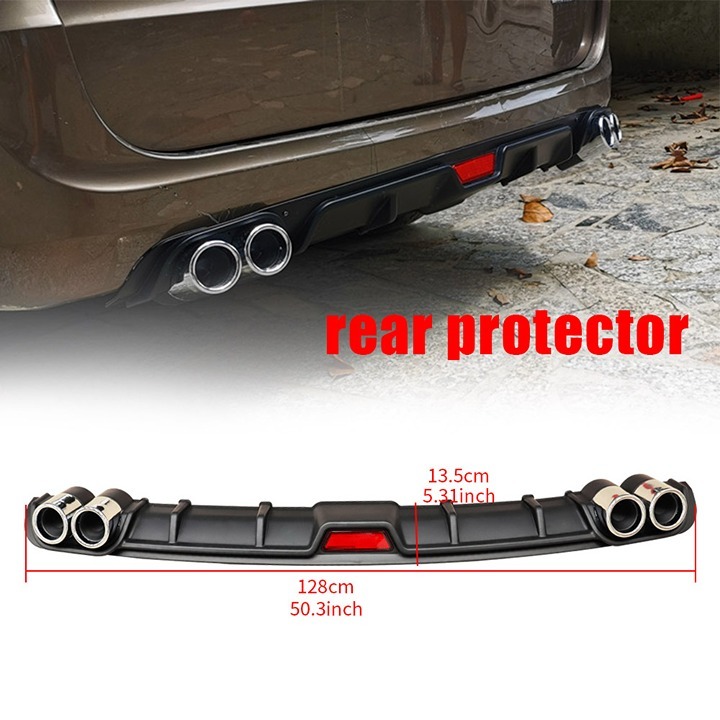 New Universal Black Rear Bumper Lip Diffuser Splitter Shark Fin Style Protector