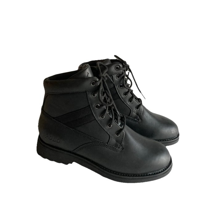 Men’s New Polo Ralph Lauren Mapperly Black Waterproof Leather Combat Boots size7