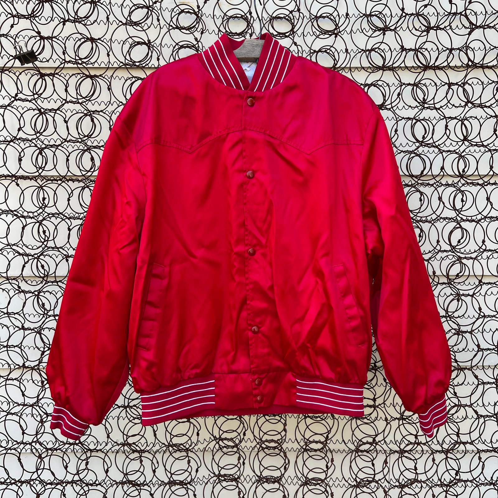 Vintage West Ark red satin western bomber jacket XL