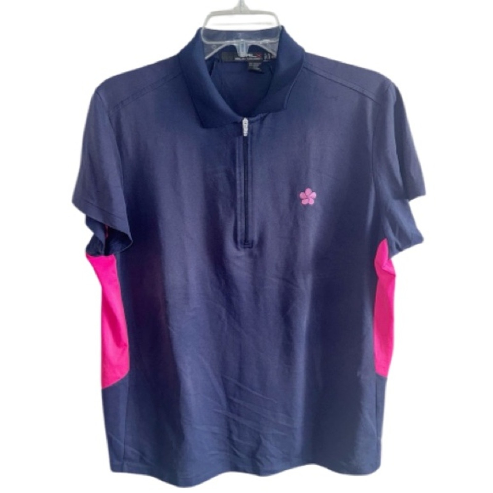 RLX RALPH LAUREN GOLF POLO SHIRT SZ XL NAVY/PINK 1/2 ZIP FRONT