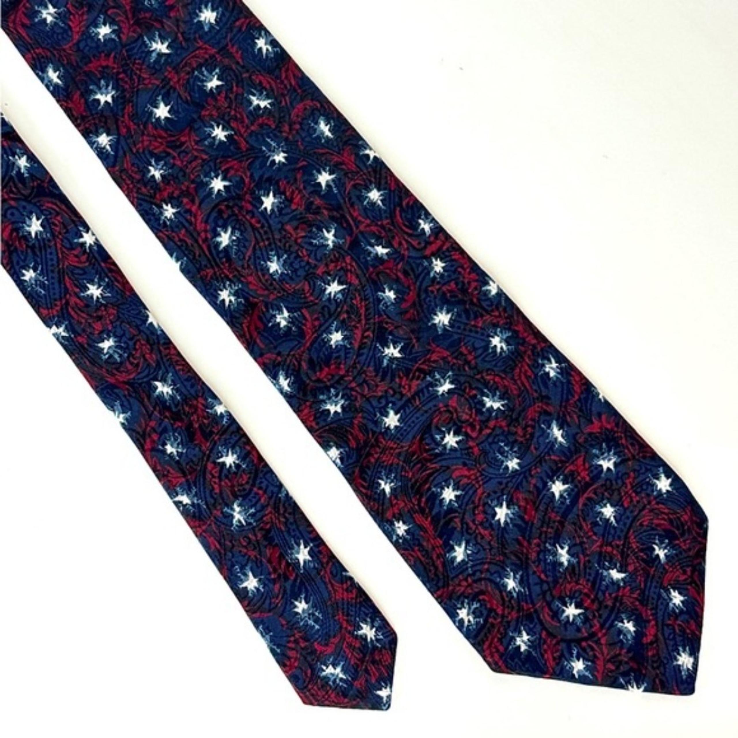 Christian Dior Silk Navy Red White Tie