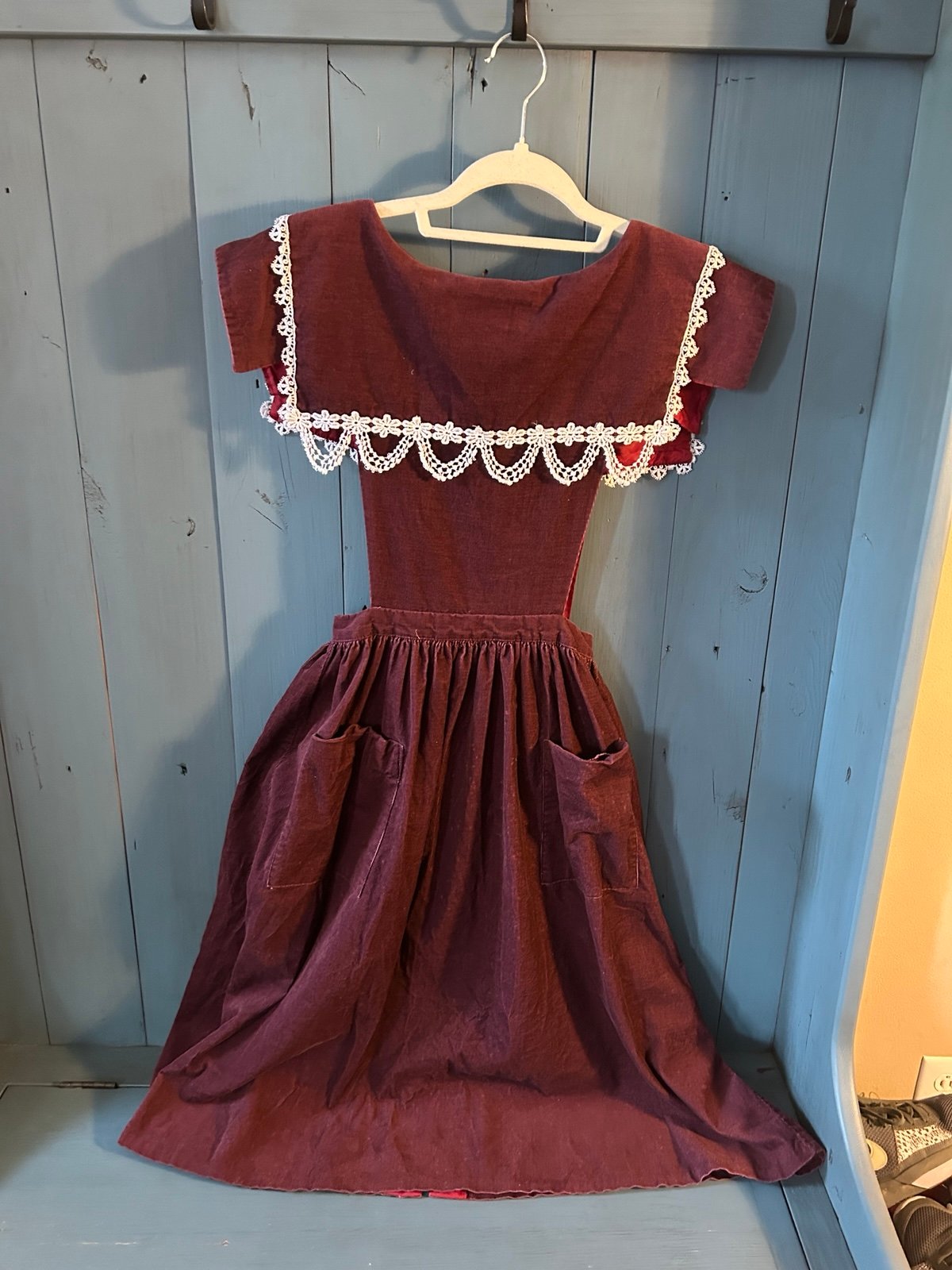 70s gunne sax burgundy cordoroy jumper dress