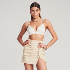 Retrofete Leather Willa Skirt in Pistachio Shell Cream Size XS NWT Mini