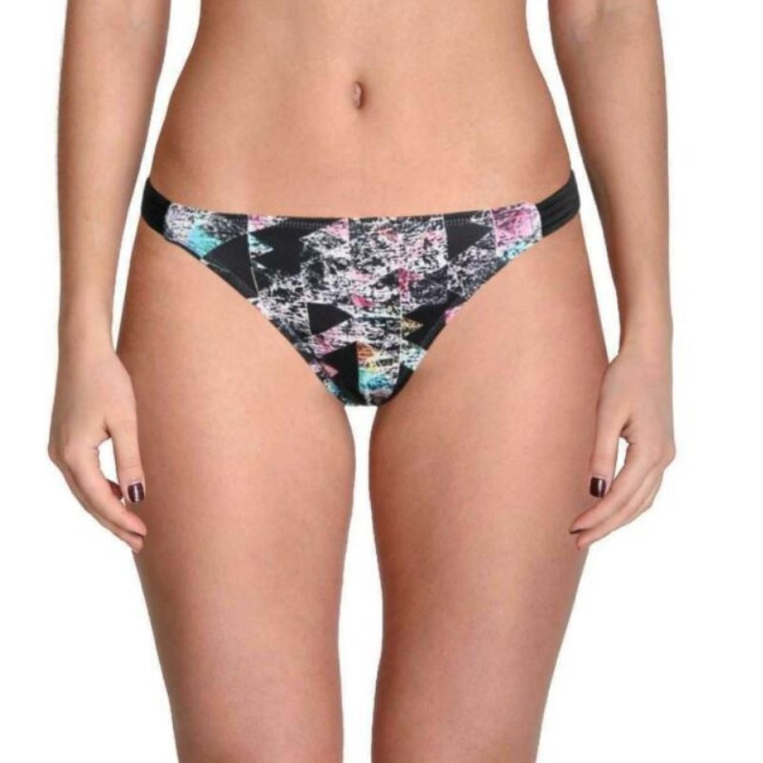 Hula Honey Black Geometric Strappy Hips XL Bikini bottom $28