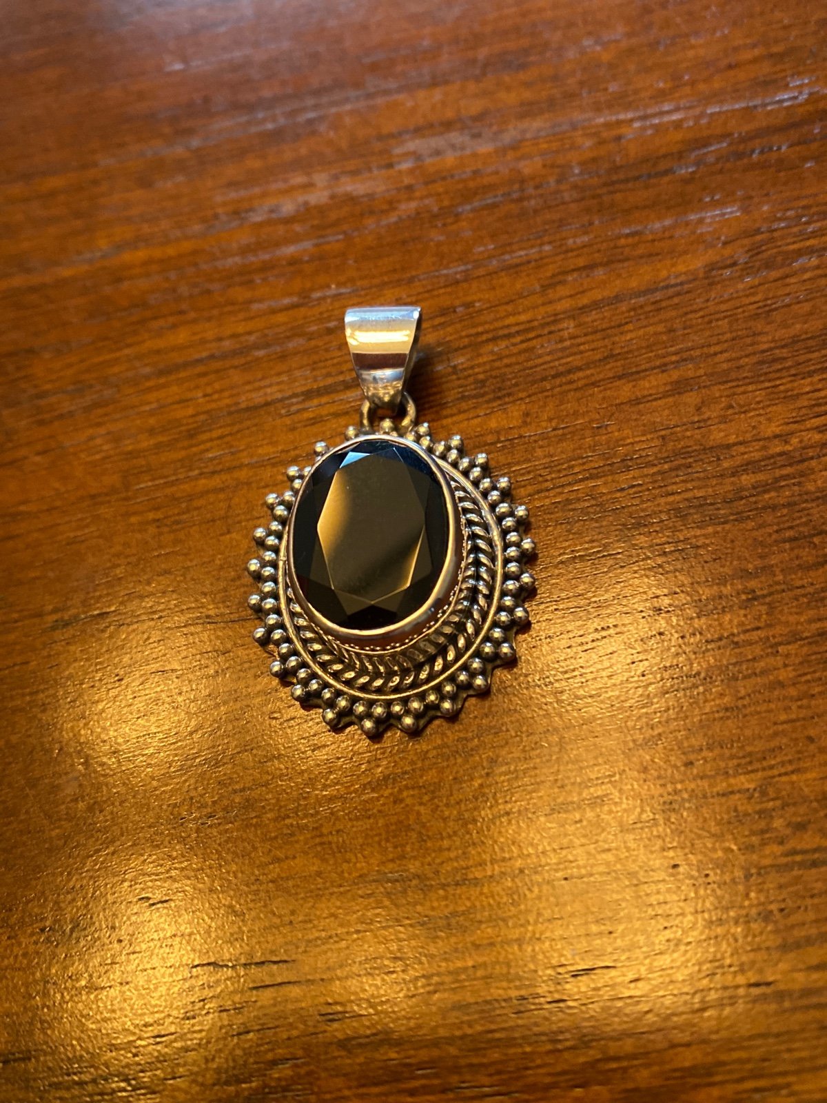 Black Spinel Silver Pendant