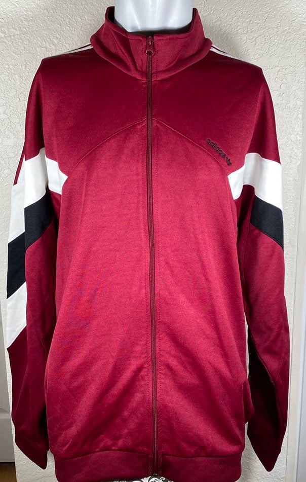 adidas Track Jacket Burgundy Mens 2XL