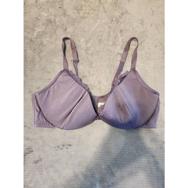 Cacique Size 40DD Lightly Lined Balconette Bra Light Purple Lace