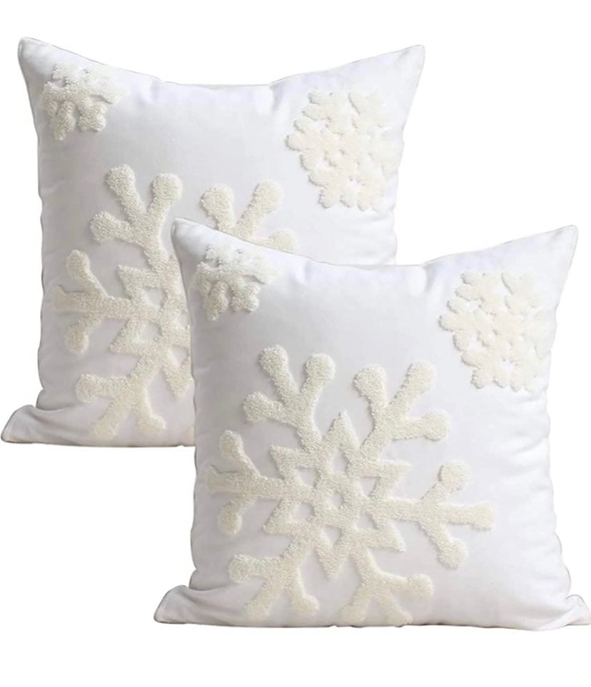 Christmas winter snowflake throw pillow