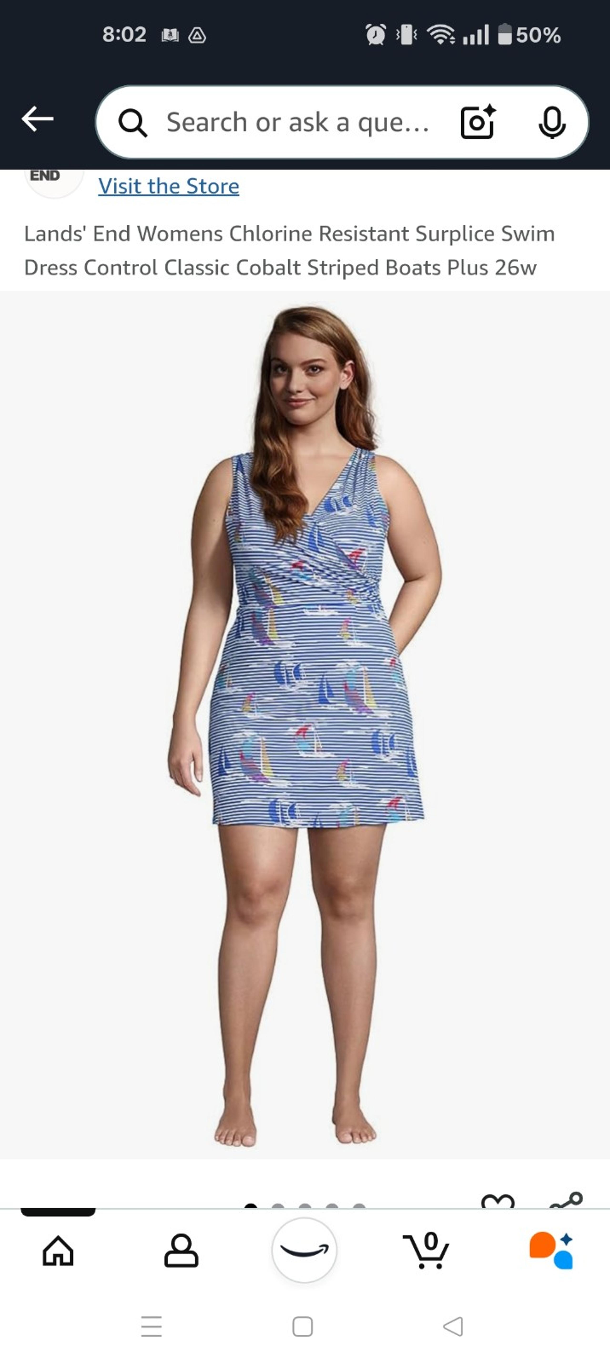 Lands' End NEW Chlorine Resistant Surplice Swim Dress Control Blue Size 18