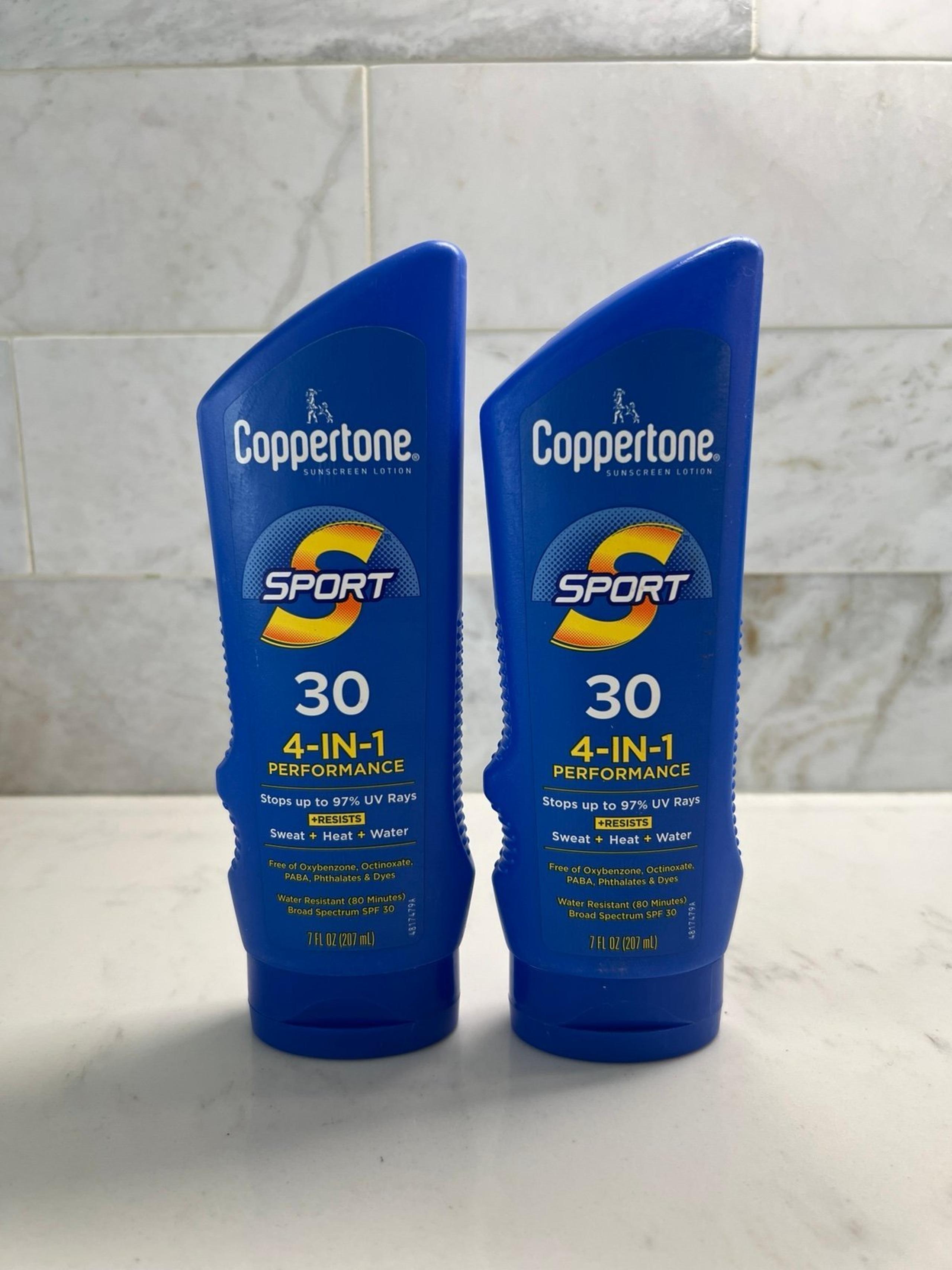Coppertone SPORT Broad Spectrum SPF 30 Sunscreen Lotion Water Resist 7 oz (2pk)