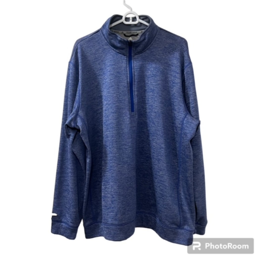 Adidas Mens Blue Climawarm Team Issue 1/4 Zip Mock Neck Fleece Sweater Sz 2XL
