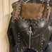 Black vegan leather spike stud Corset with cross M