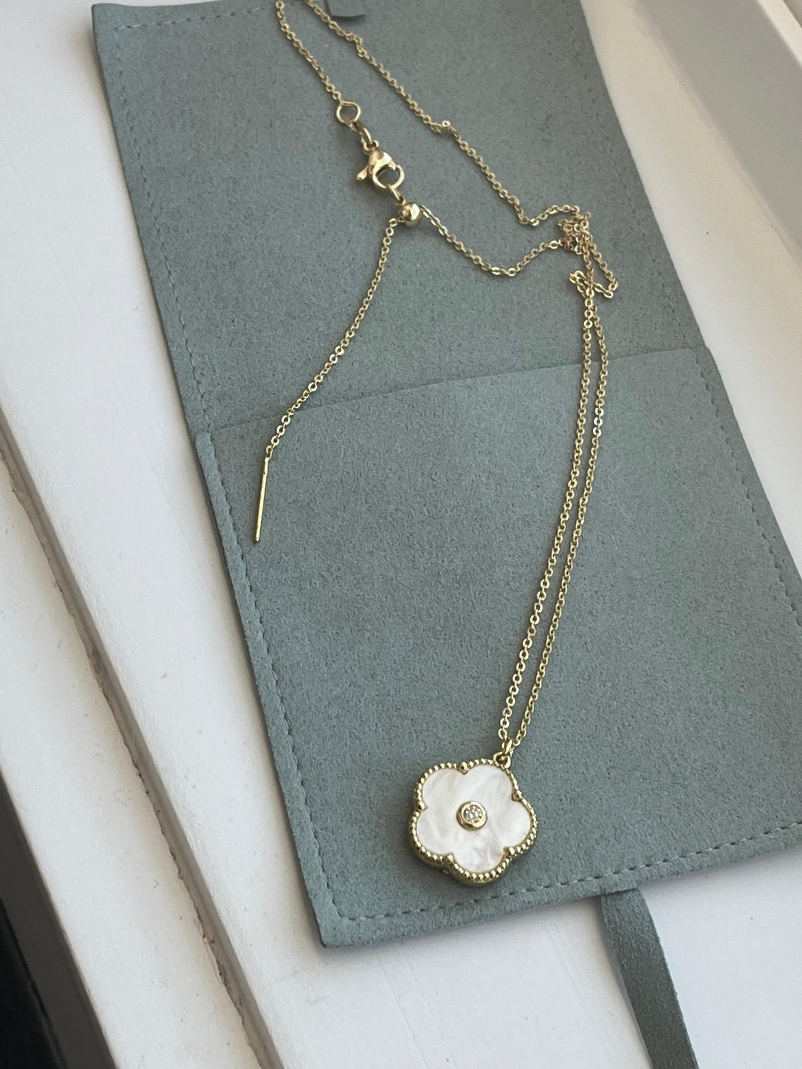 Anthropologie 18K pearlized clover adjustable necklace | Unworn