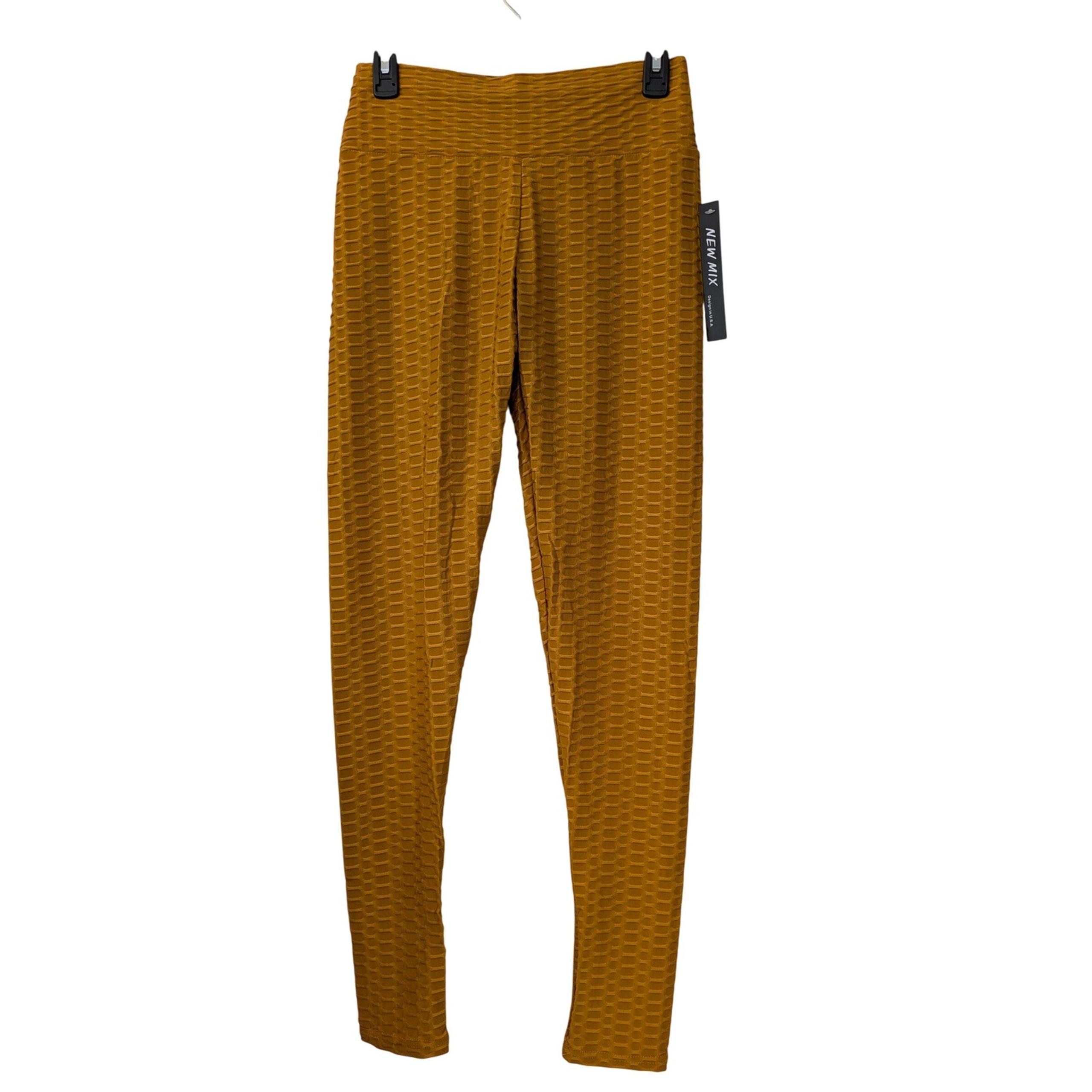 New Mix Textured Pull-On Leggings Womens Size L/XL Mustard NWT