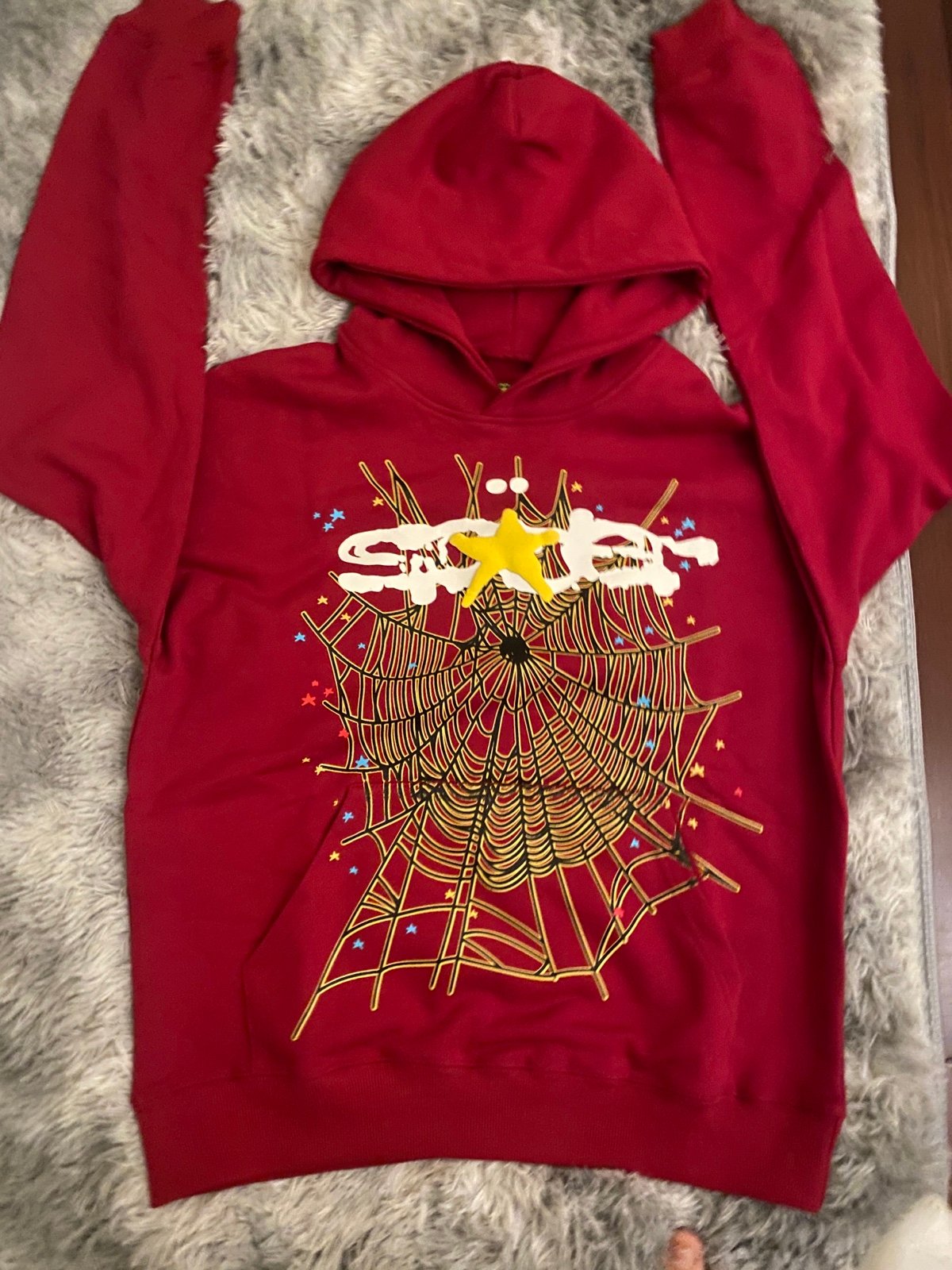 Sp5der hoodie maroon small