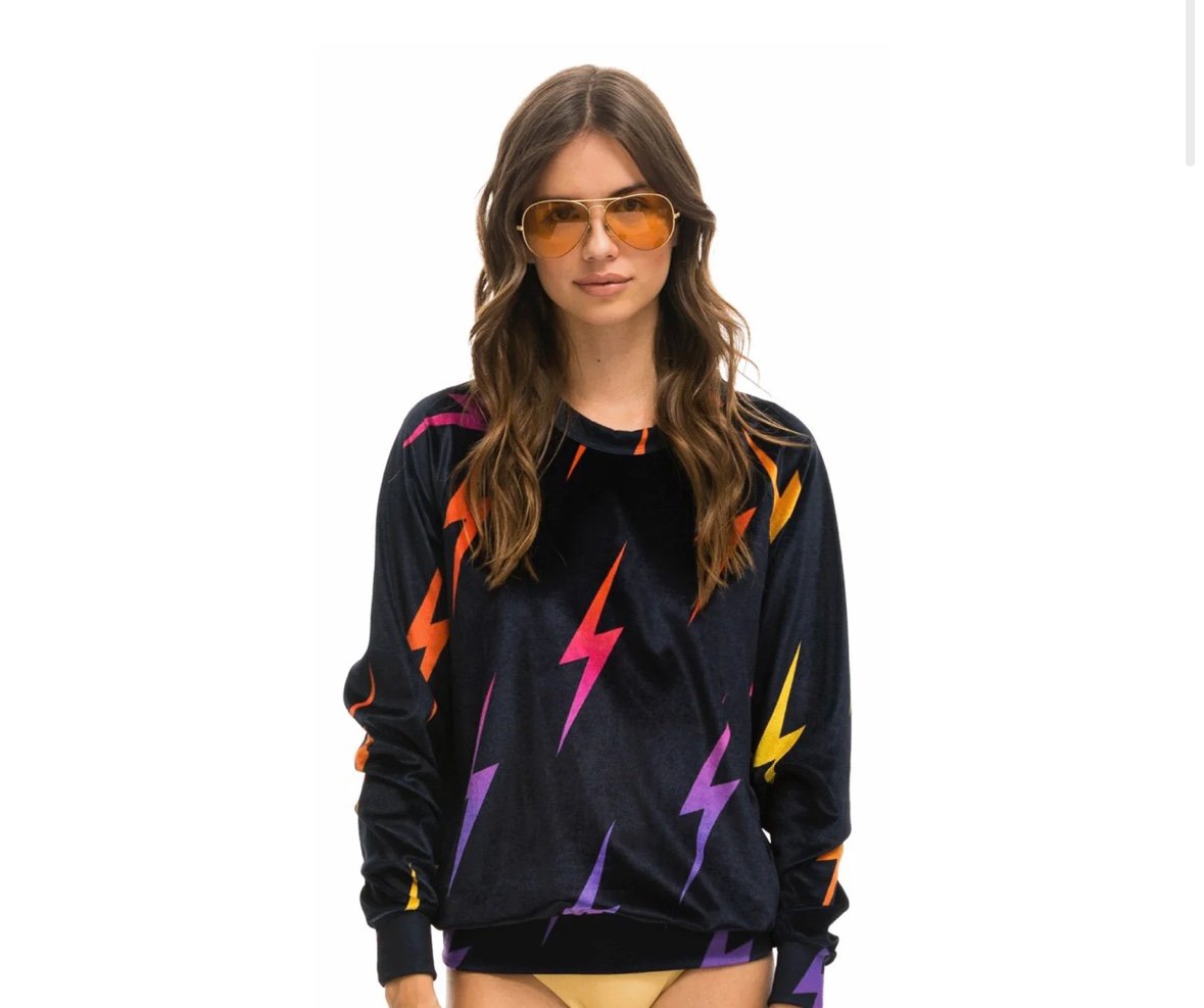 Aviator Nation Bolt Repeat Crew Sweatshirt Black Velvet
