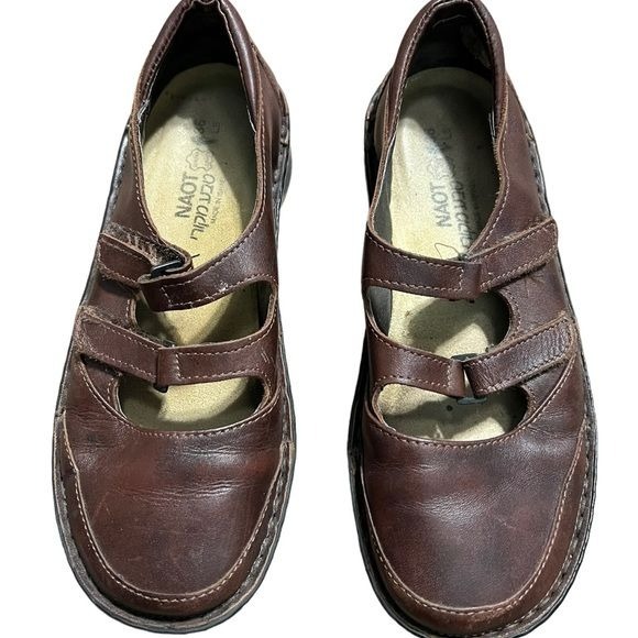 NAOT Brown Mary Jane Style Hook and Loop Flat Shoes Size 36 US 5 to 5.5