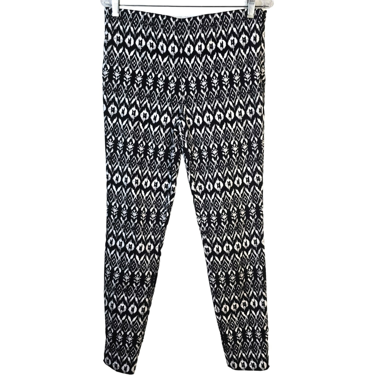 Diane VonFurstenberg Jordy Pants Women's 6 Black White Ikat Print Career Chic