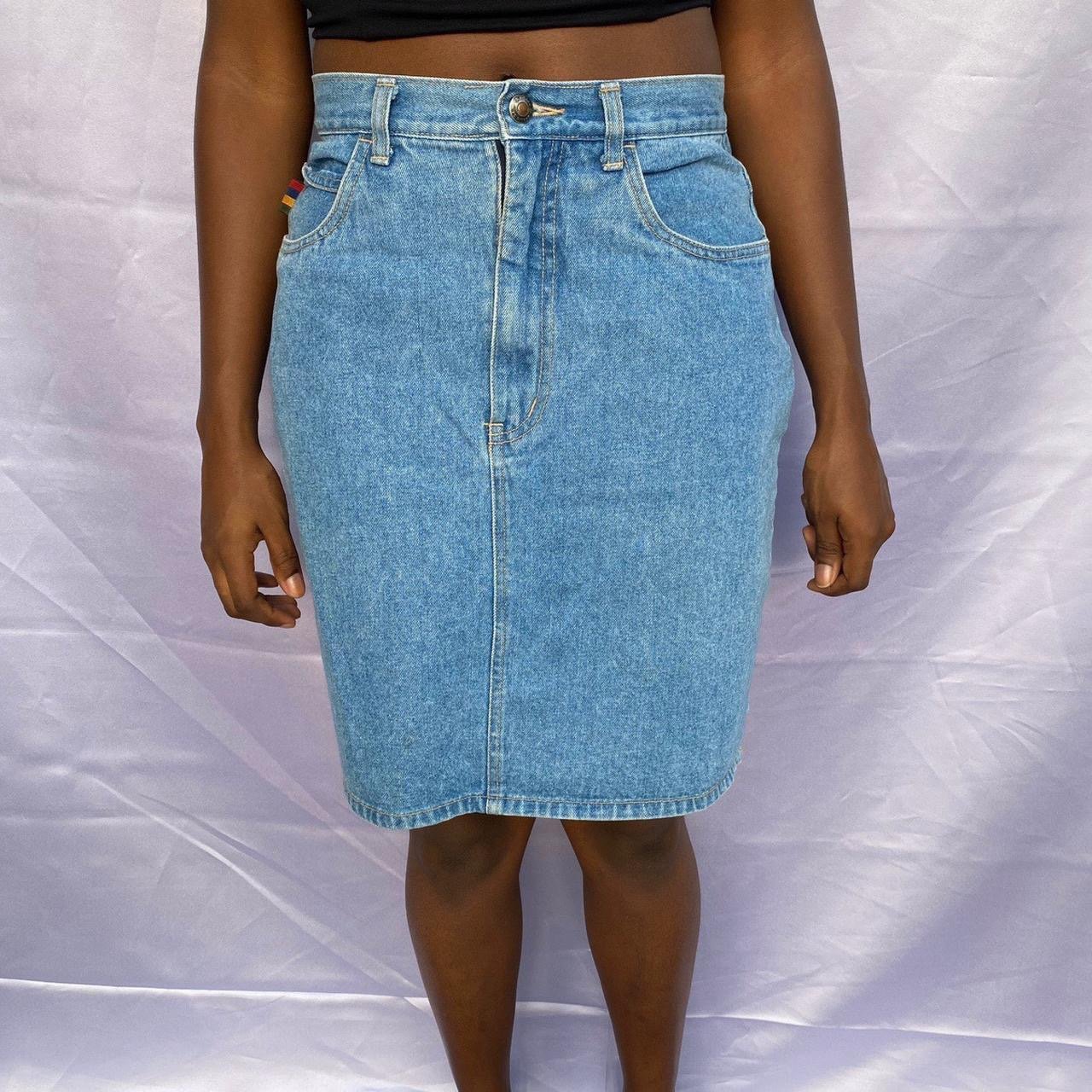 Vintage Gitano high waisted light wash denim knee length skirt women’s 10 short