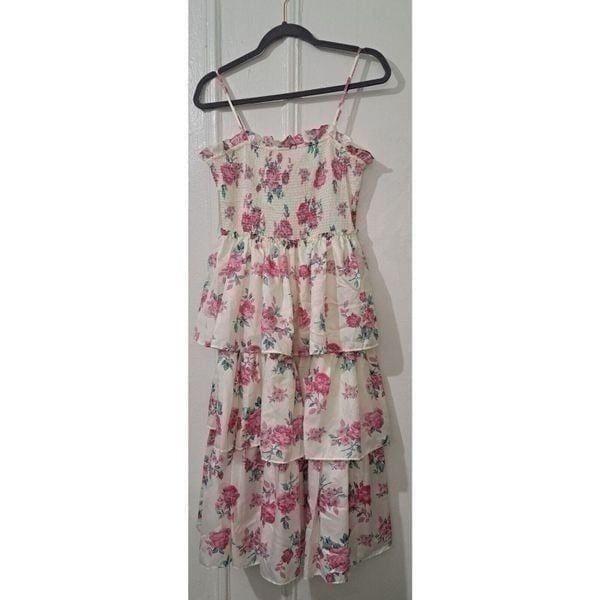 Love Shack Fancy Target Womens Small Tiered Ruffle Dress Cream Pink Floral
