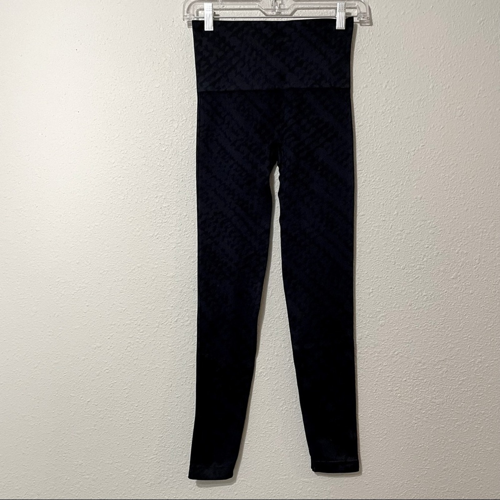 Spanx Blue & Black High Rise Full Length Leggings Womens S Compression Yoga Pant