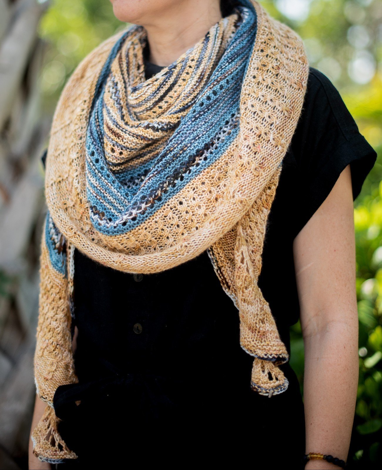 Handknitted Crescent Light Wool Shawl