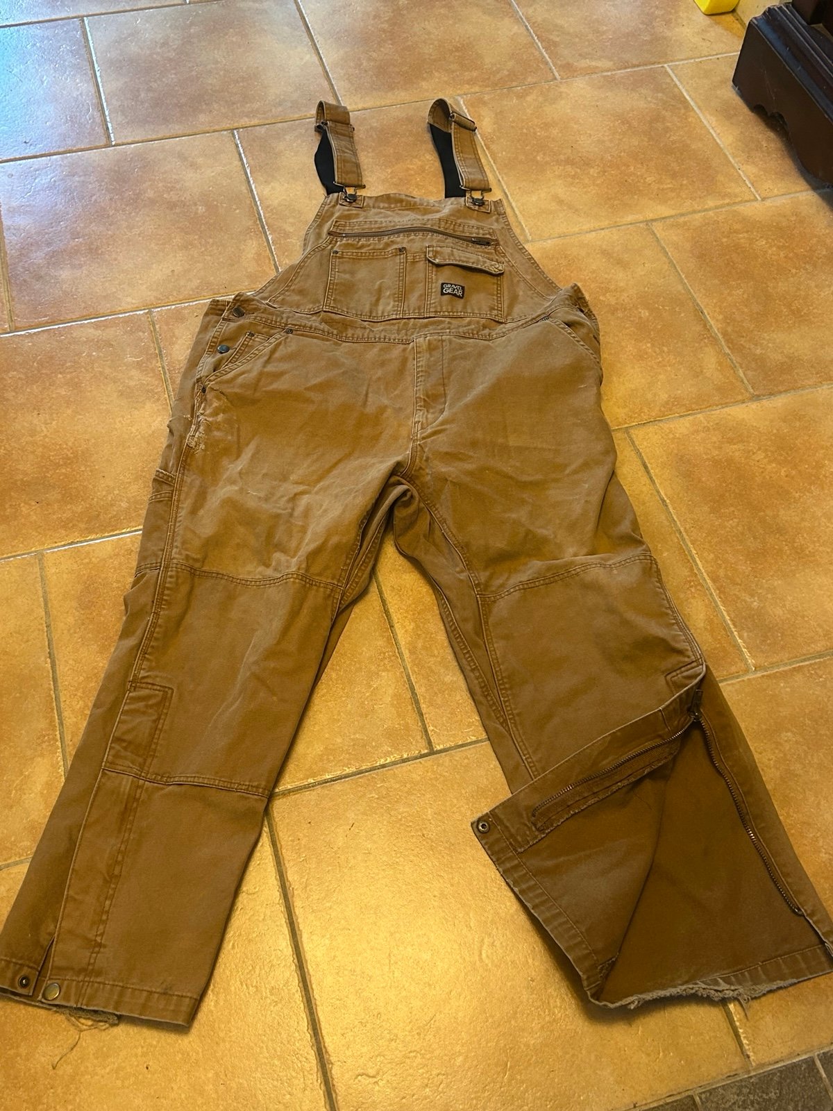 Gravel gear men 44X30 canvas carpenter bib overalls
