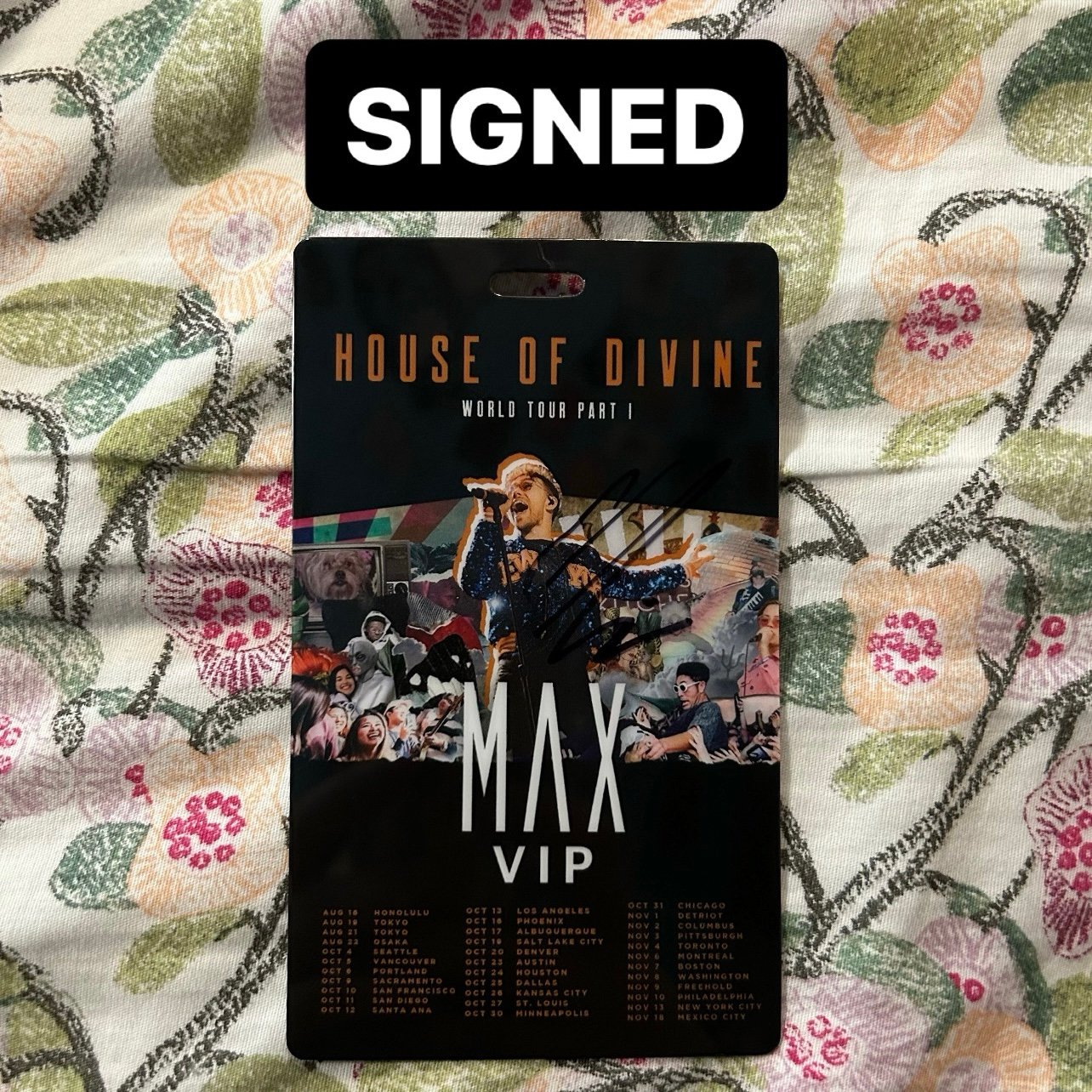 Max Schneider Signed House Of Divine World Tour Part 1 VIP Laminate