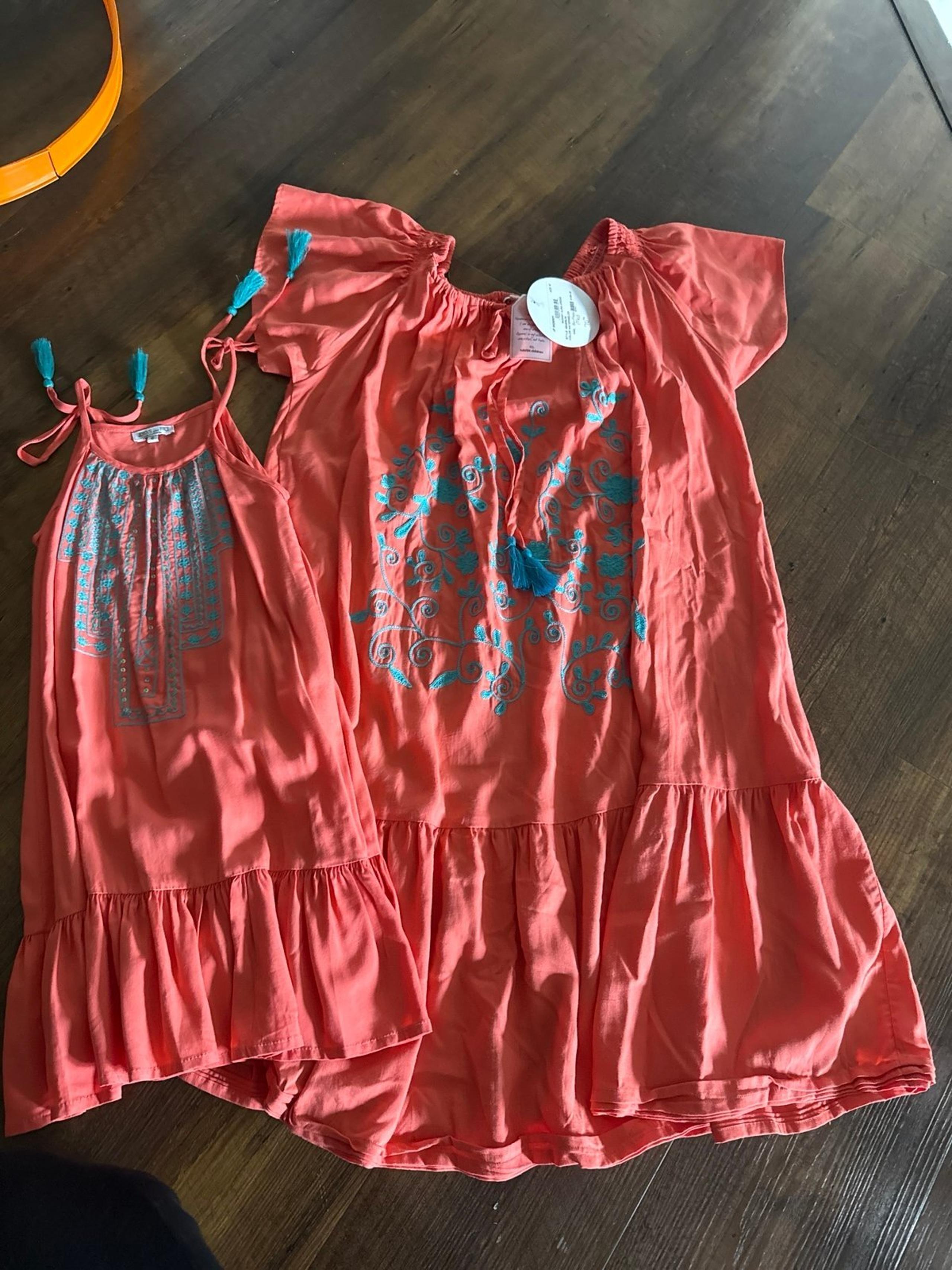Mama and Me Orange Teal Country Cinco de Mayo dresses