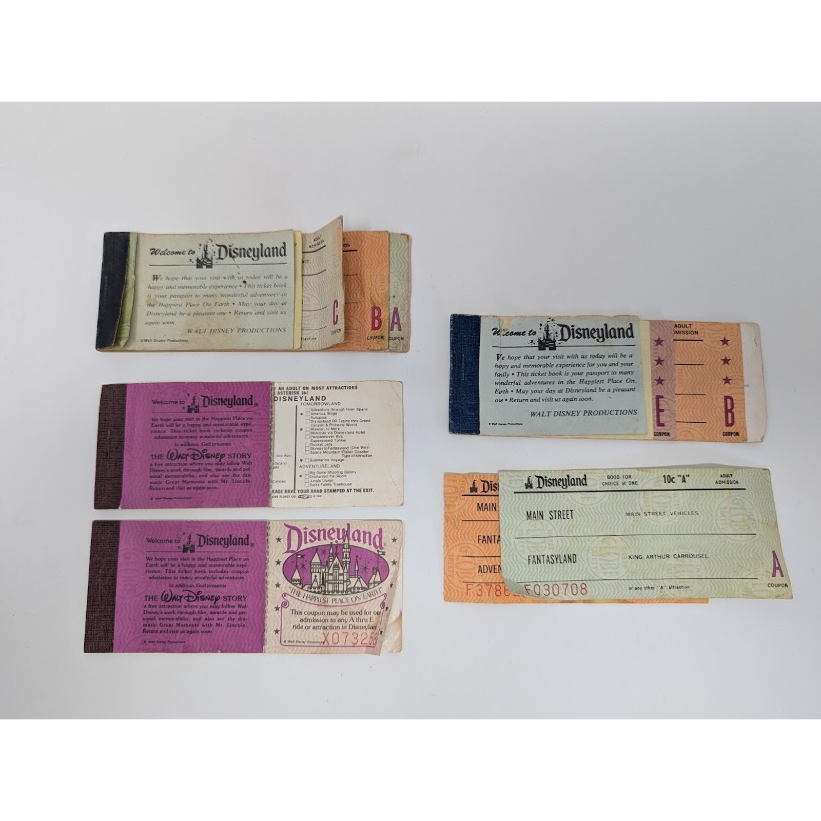 Vintage 70s Disneyland Ticket Books Booklet Lot Collection (E-Ticket + Courtesy)