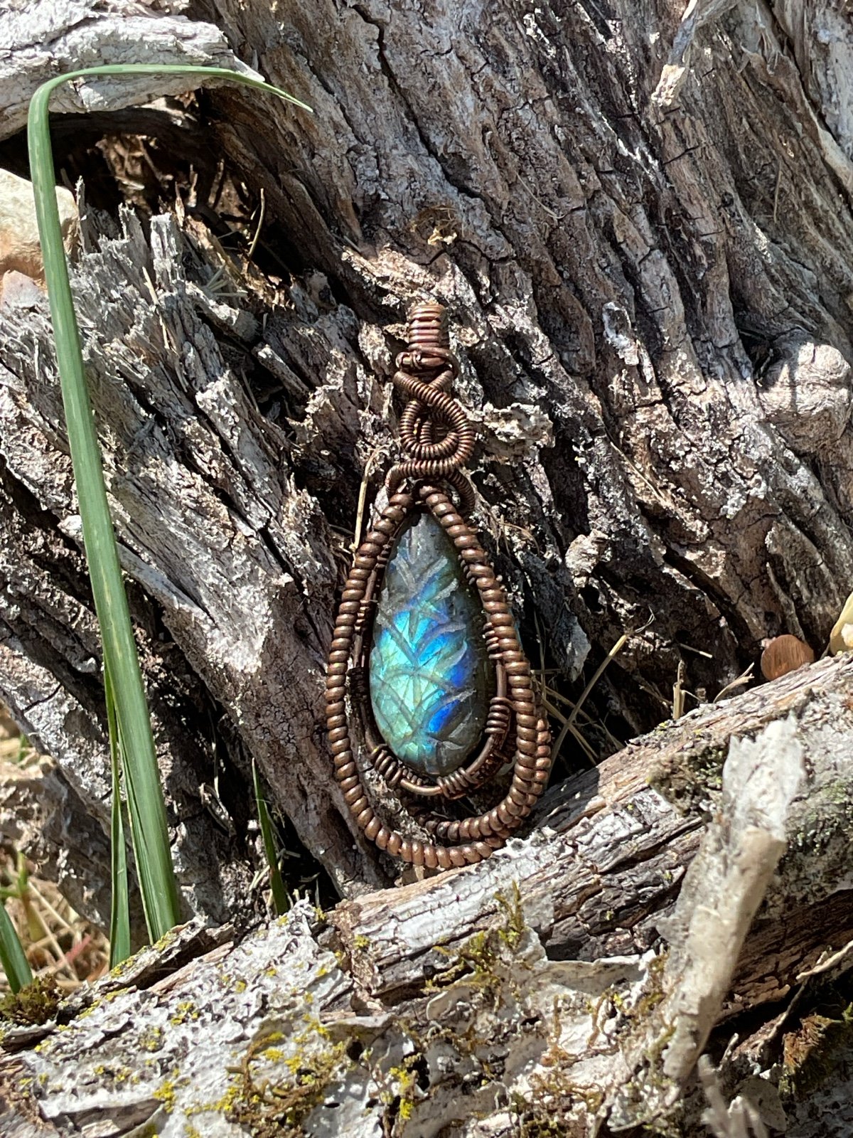 Labradorite Copper Wirewrap Pendant