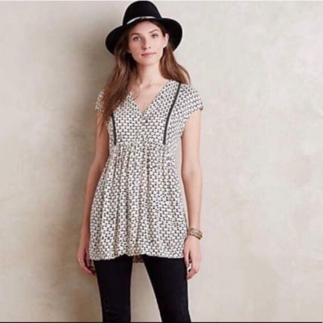 Anthropologie Vanessa Virginia w hearts top shirt blouse XS