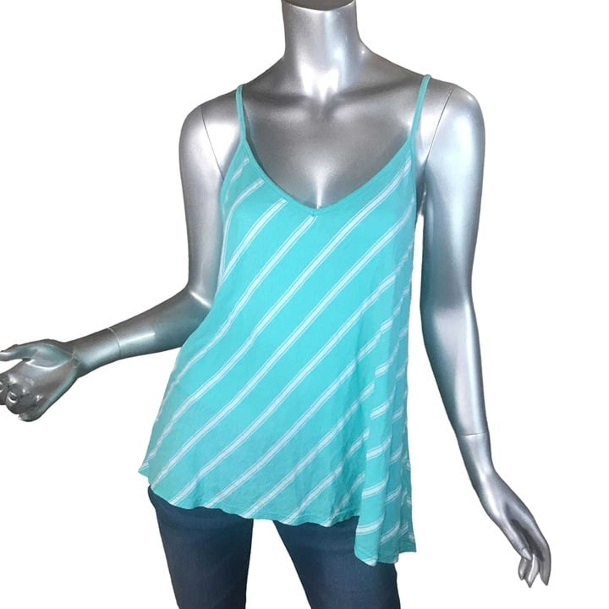 Michael Stars OS Teal Tunic Tank Top Striped V Neck New! Small/Medium