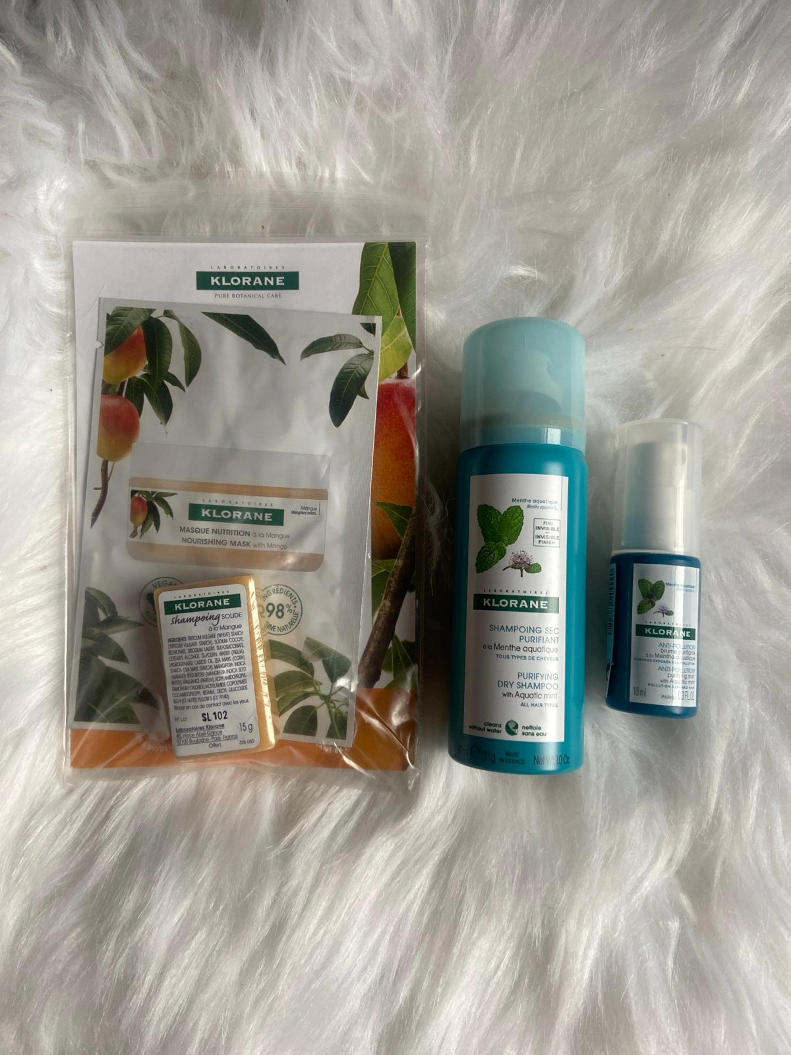 Klorane Haircare Sample Bundle; Shampoo Bar Mask Dry Shampoo & Purifying Mist