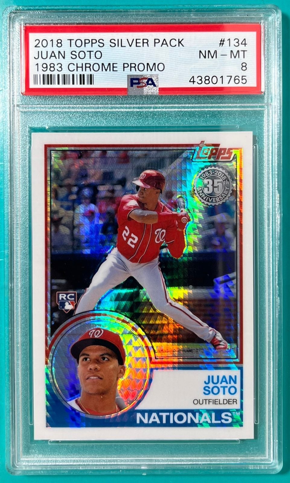2018 Topps Silver Pack 1983 Chrome Promo Juan Soto PSA 8