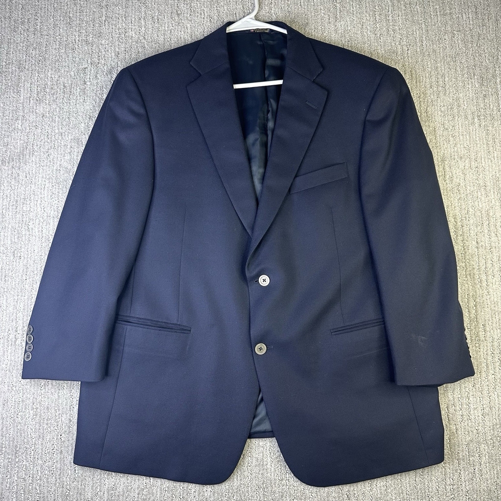 Hart Schaffner Marx Gold Trumpeter Suit Sport Coat Mens 44S Jacket Navy Blue