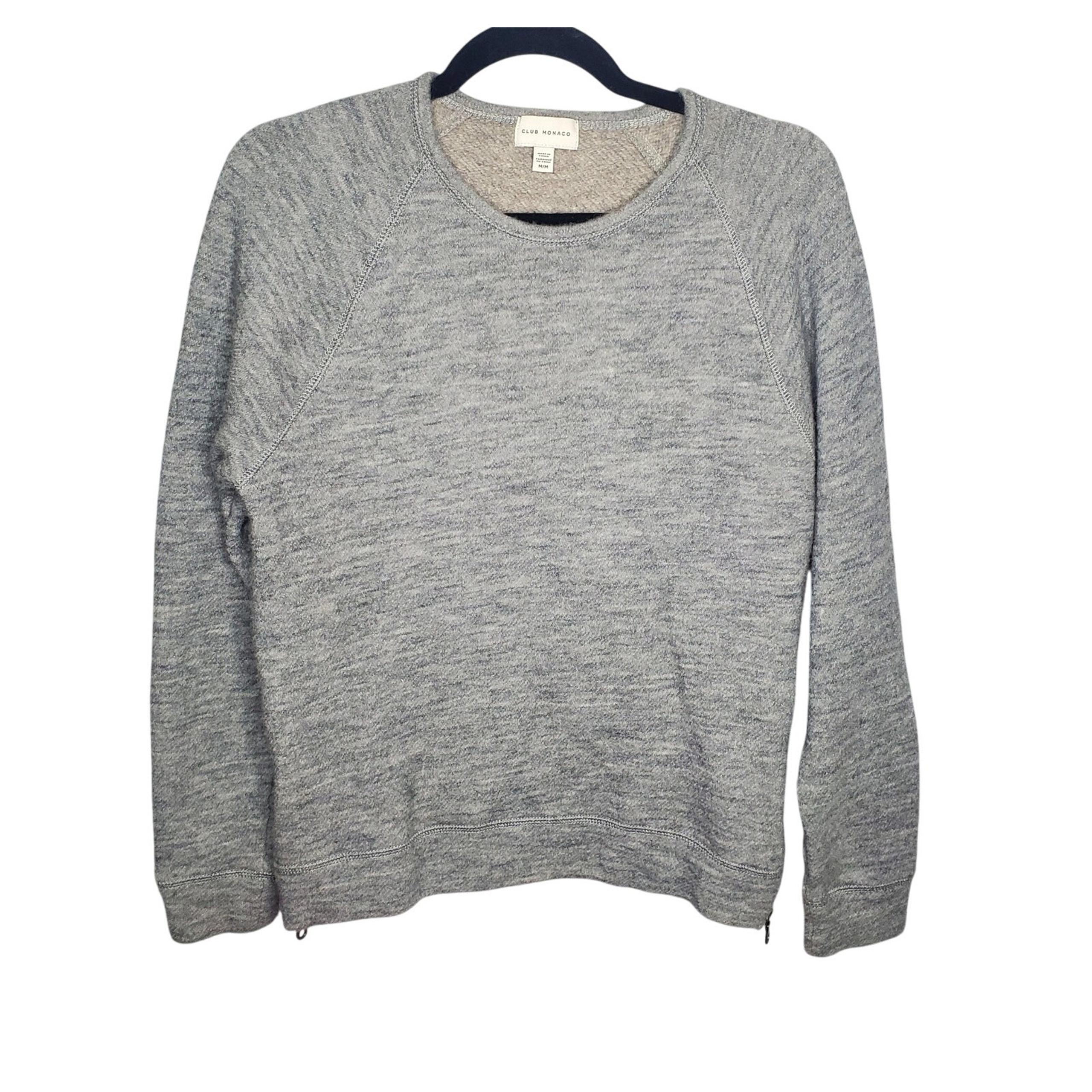 Club Monaco Grey Sweater Zip Sides Crew RARE SAMPLE Wool Blend Women's Medium