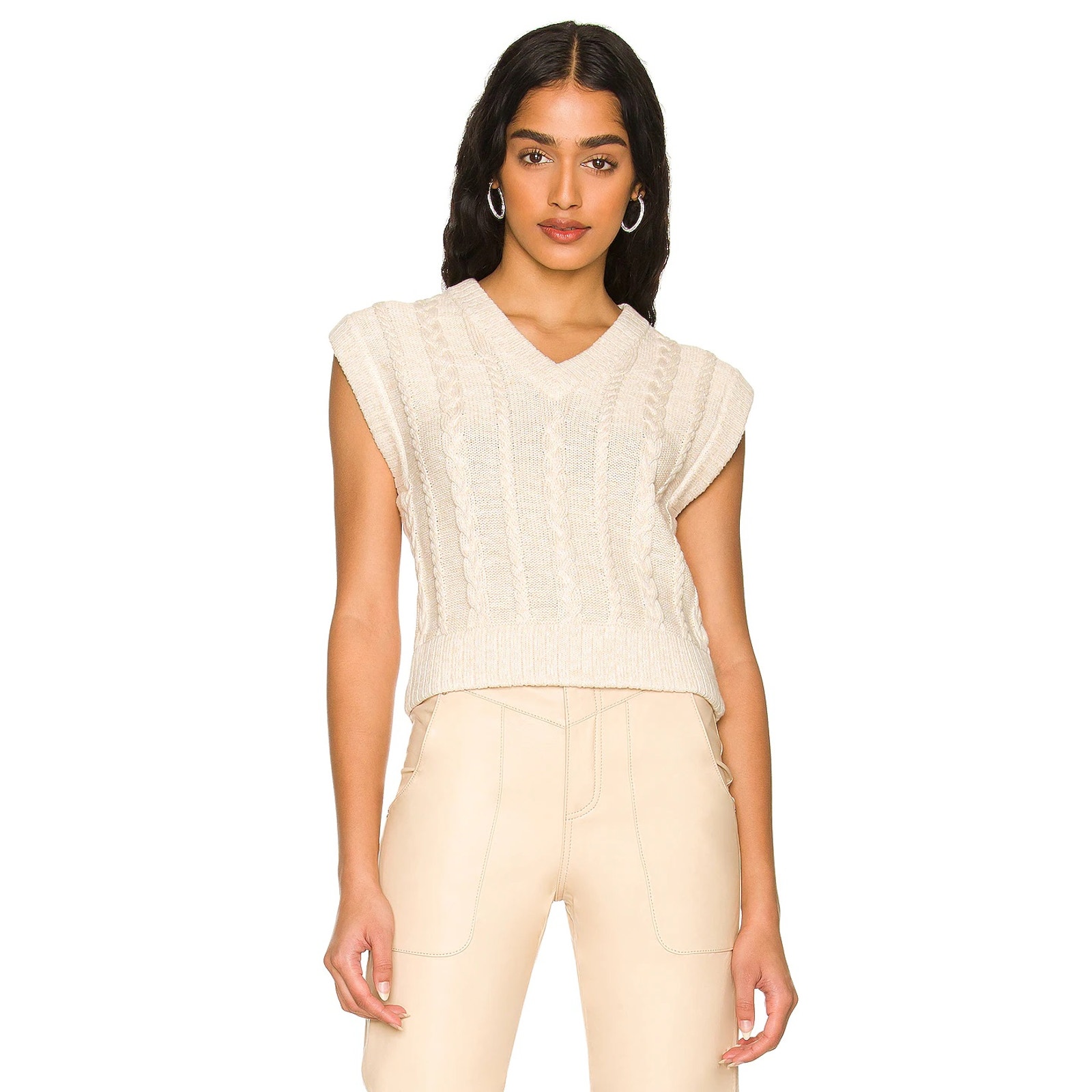 27 Miles Malibu Radley Sweater Vest XS Cable Knit V-Neck Sleeveless Pullover NWT