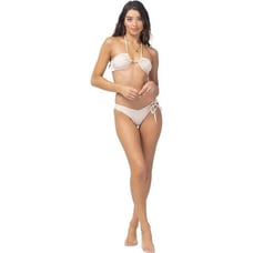 L*Space Shimmer Dawn Bikini Top in Bone XSmall New Womens Swimsuit