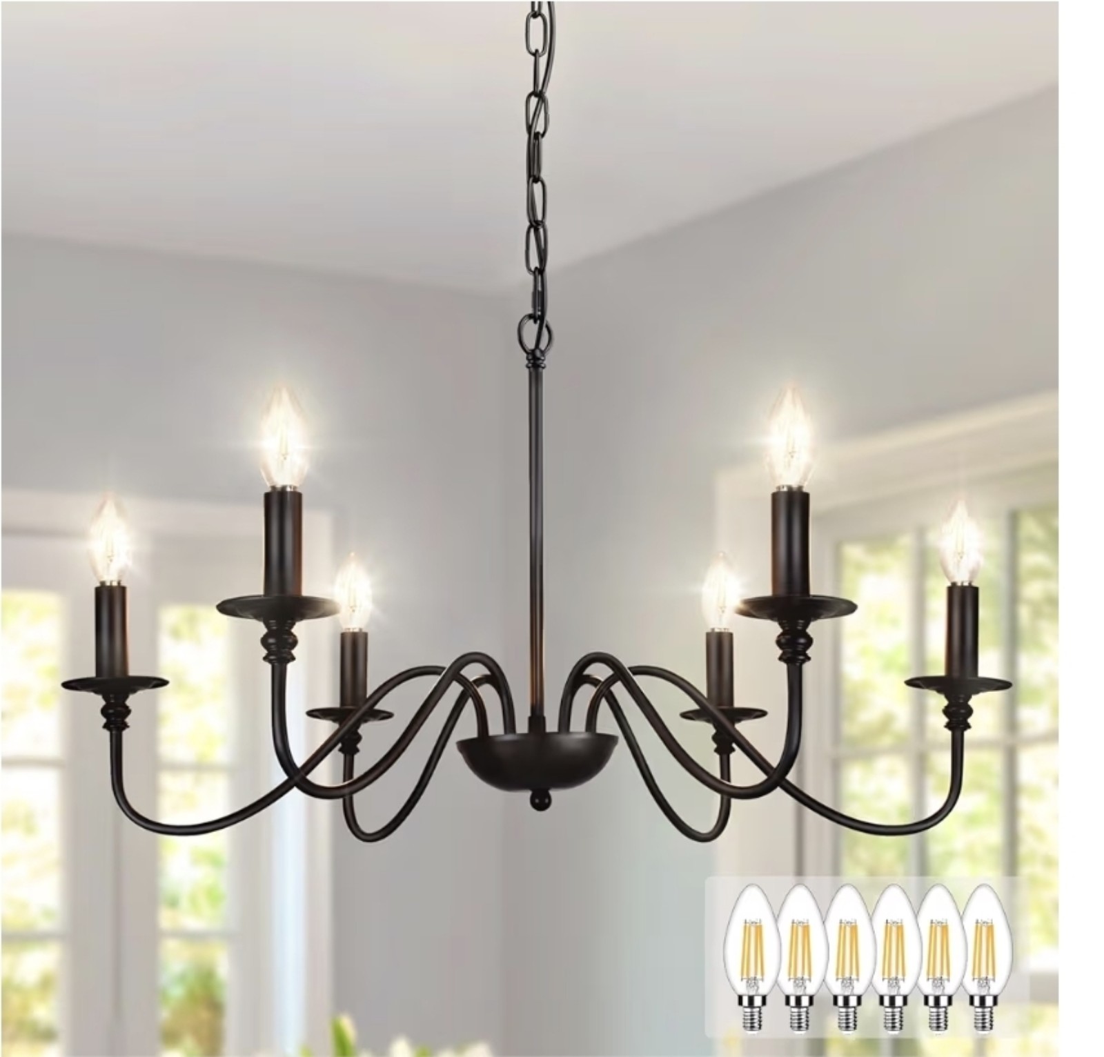Depuley Farmhouse Chandelier Industrial Kitchen Island Pendant Light