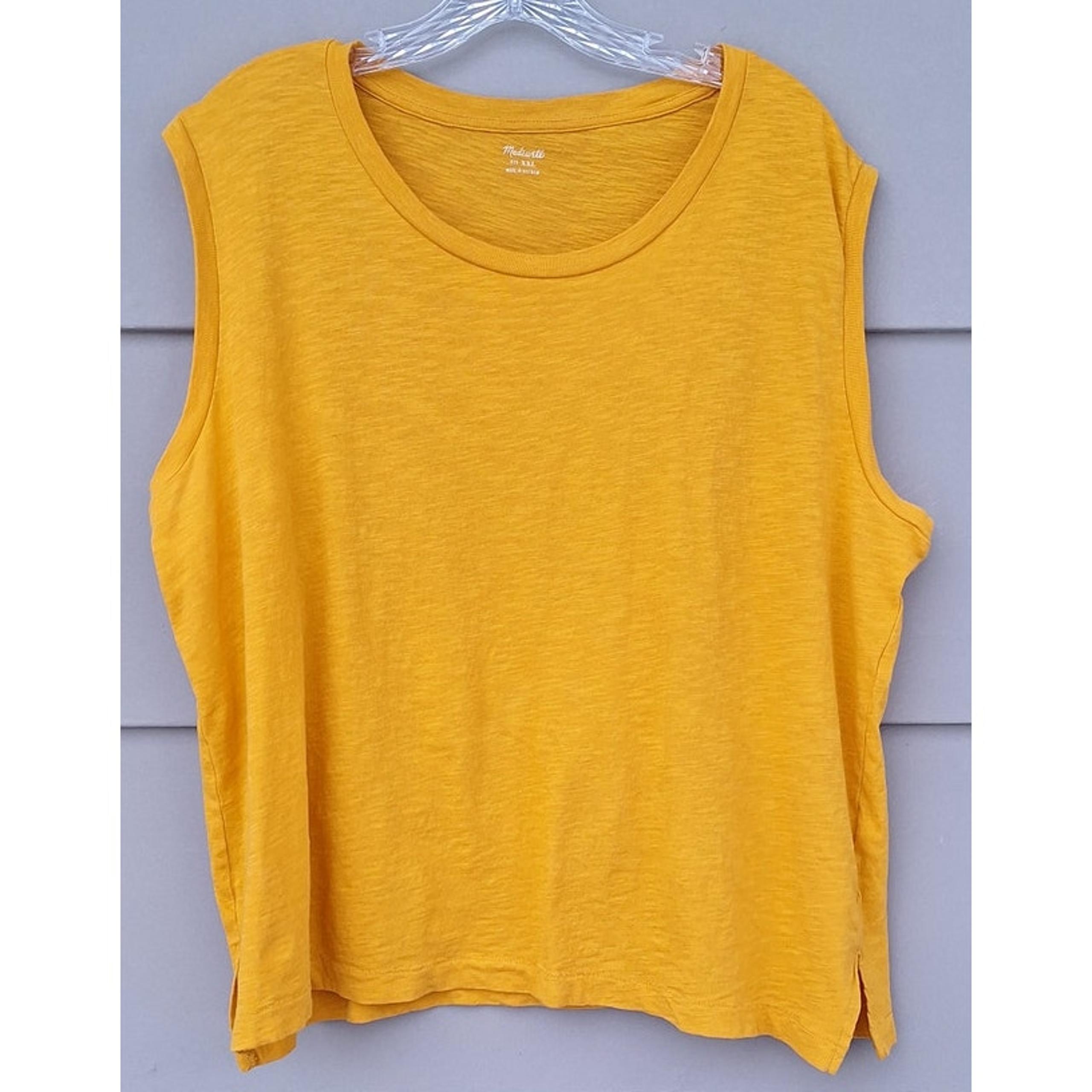 Madewell Women's Muscle Tee Tank Top Marigold Yellow 100% Cotton Size XXL